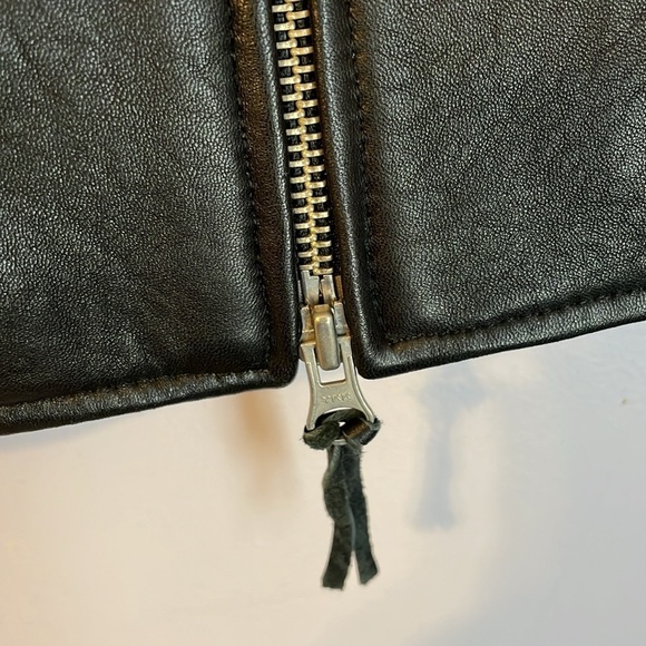 INC International Concepts Black Leather Moto Cargo Vest size S - Picture 4 of 14